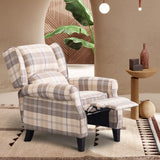 Tartan Upholstered Push Back Recliner Armchair Recliners Living and Home Beige 