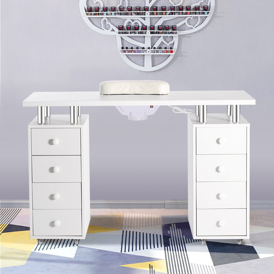 Professional 8-Drawer Manicure Table with Dust Collector and Wheels Dressing Tables Living and Home 