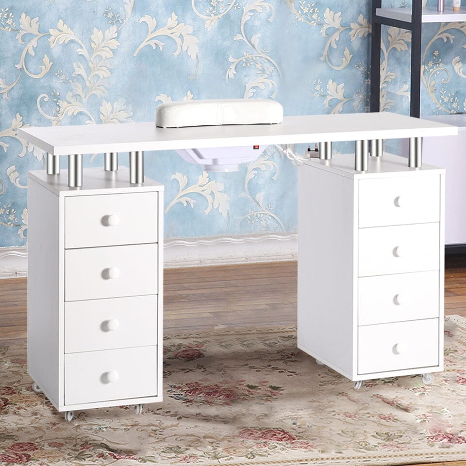 Professional 8-Drawer Manicure Table with Dust Collector and Wheels Dressing Tables Living and Home 