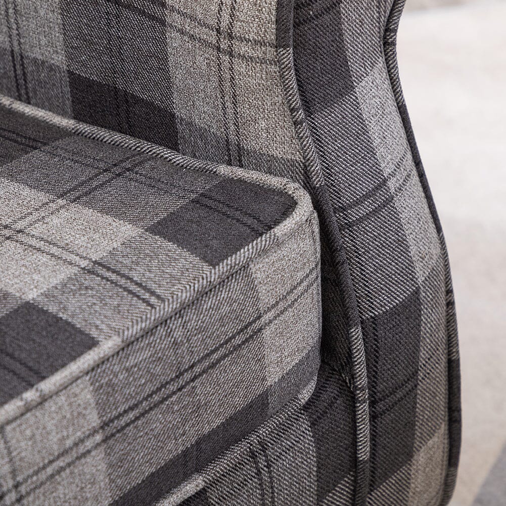 Tartan Tub Chair with Wood Legs and Cushion Armchair Living and Home 