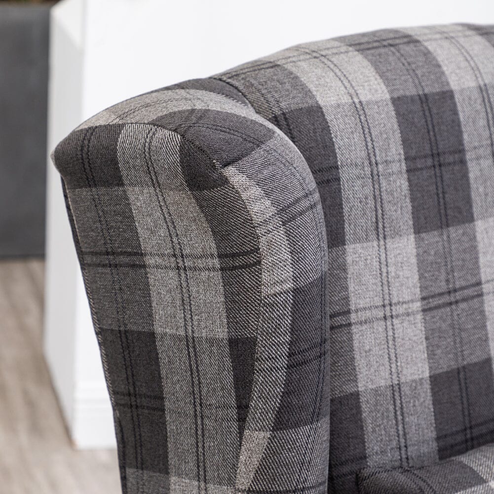 Tartan Tub Chair with Wood Legs and Cushion Armchair Living and Home 