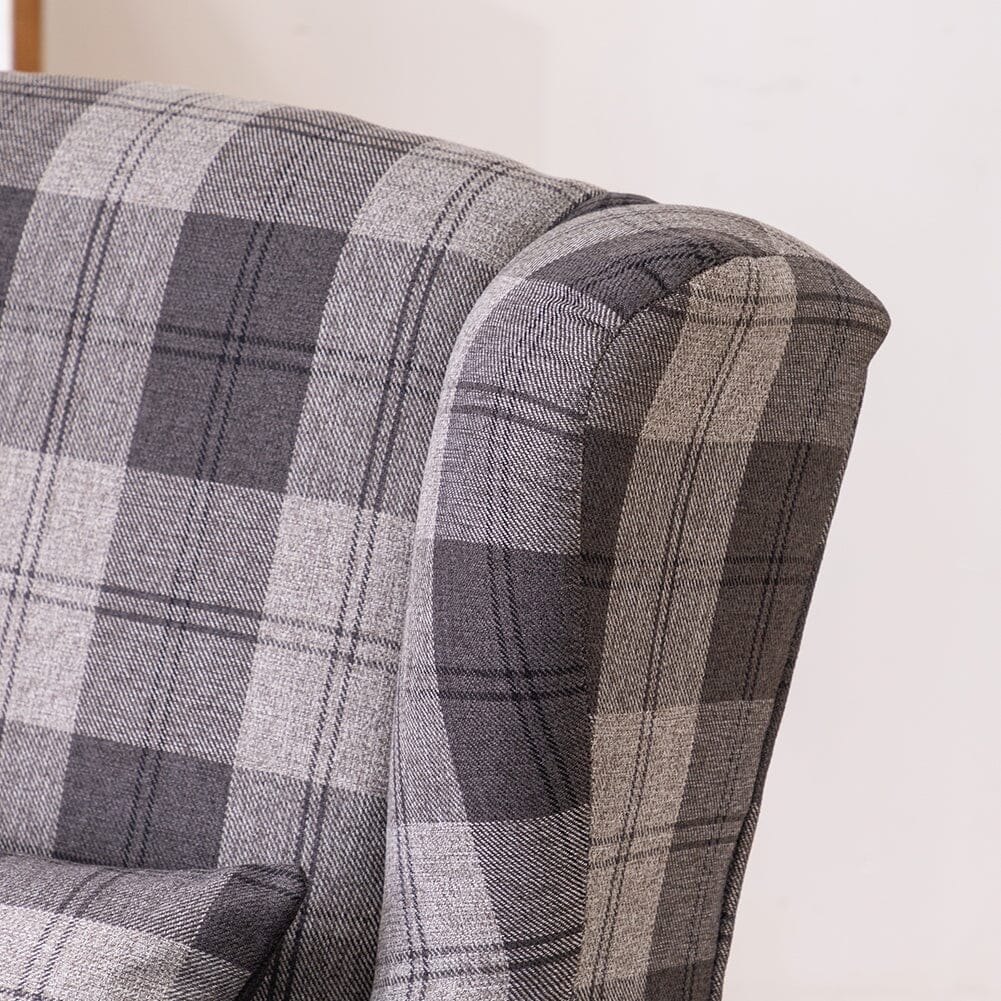 Tartan Tub Chair with Wood Legs and Cushion Armchair Living and Home 