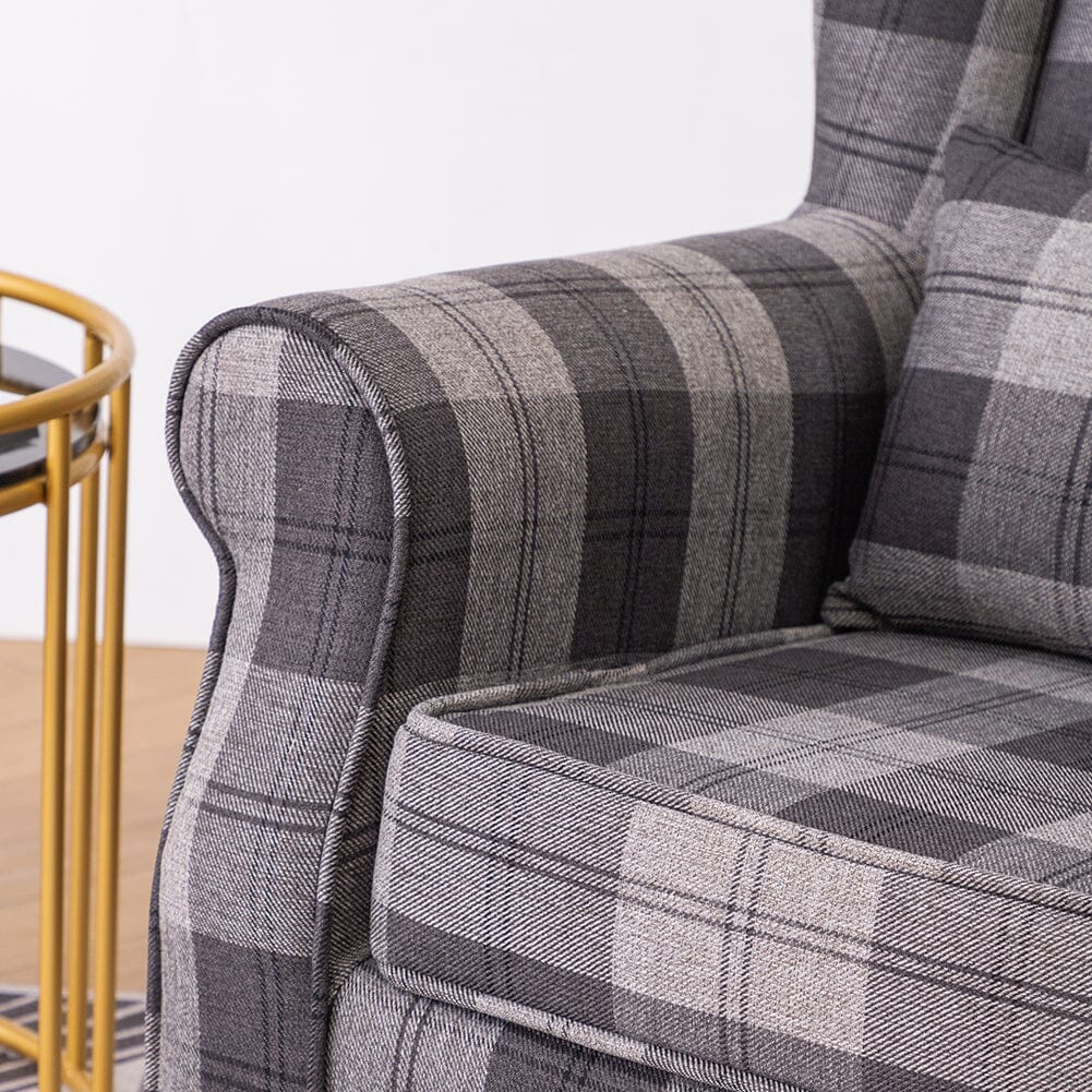 Tartan Tub Chair with Wood Legs and Cushion Armchair Living and Home 