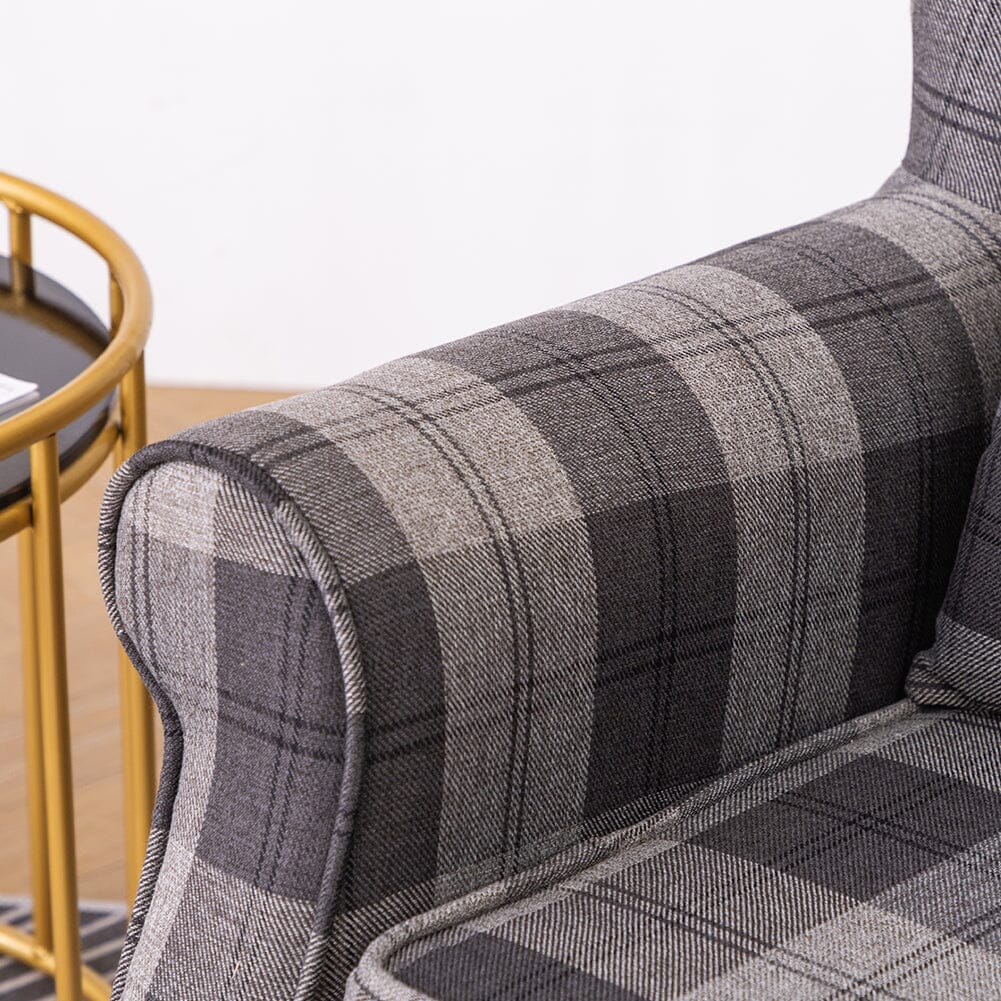 Tartan Tub Chair with Wood Legs and Cushion Armchair Living and Home 
