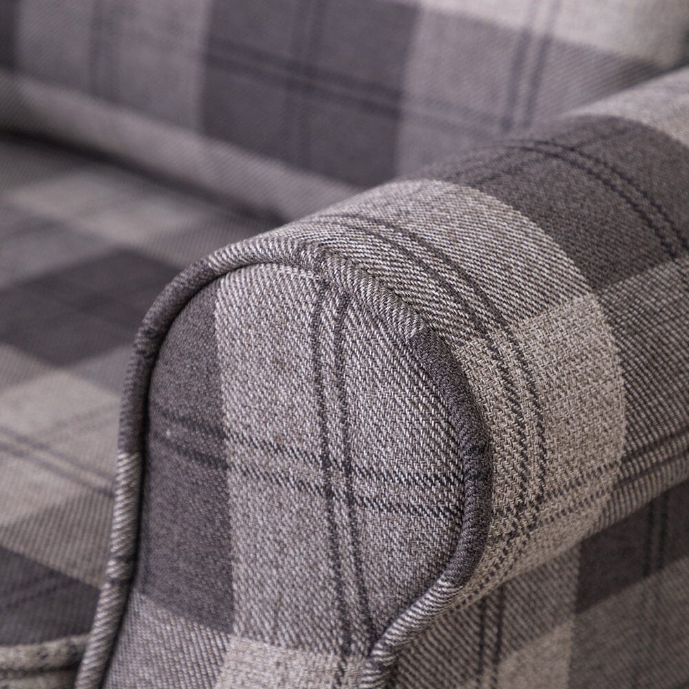 Tartan Tub Chair with Wood Legs and Cushion Armchair Living and Home 