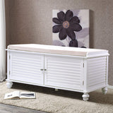 120cm Wide Wooden Shutter Door Shoe Cabinet Storage Bench Storage Footstools & Benches Living and Home 