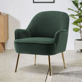 Leisure Velvet Armchair with Gold-plated Metal Legs Other Occasional Chairs Living and Home Green 