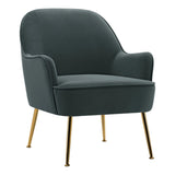 Leisure Velvet Armchair with Gold-plated Metal Legs Other Occasional Chairs Living and Home Dark Grey 