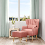 Occasion Frosted Velvet Wingback Armchair and Footstool Wingback Chairs Living and Home 