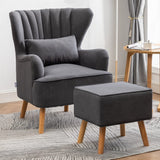 Occasion Frosted Velvet Wingback Armchair and Footstool Wingback Chairs Living and Home 