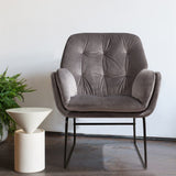 75cm Wide Faux Leather Armchair Double Layer Padded Occasional Chair Other Occasional Chairs Living and Home Grey Linen 