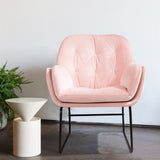 75cm Wide Faux Leather Armchair Double Layer Padded Occasional Chair Other Occasional Chairs Living and Home Light pink Linen 