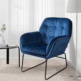 75cm Wide Faux Leather Armchair Double Layer Padded Occasional Chair Other Occasional Chairs Living and Home Blue Linen 