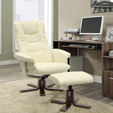 PU Leather Swivel Chair Recliner Armchair with Footstool Recliners Living and Home Beige 