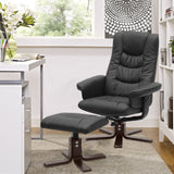 PU Leather Swivel Chair Recliner Armchair with Footstool Recliners Living and Home 