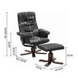 PU Leather Swivel Chair Recliner Armchair with Footstool Recliners Living and Home 