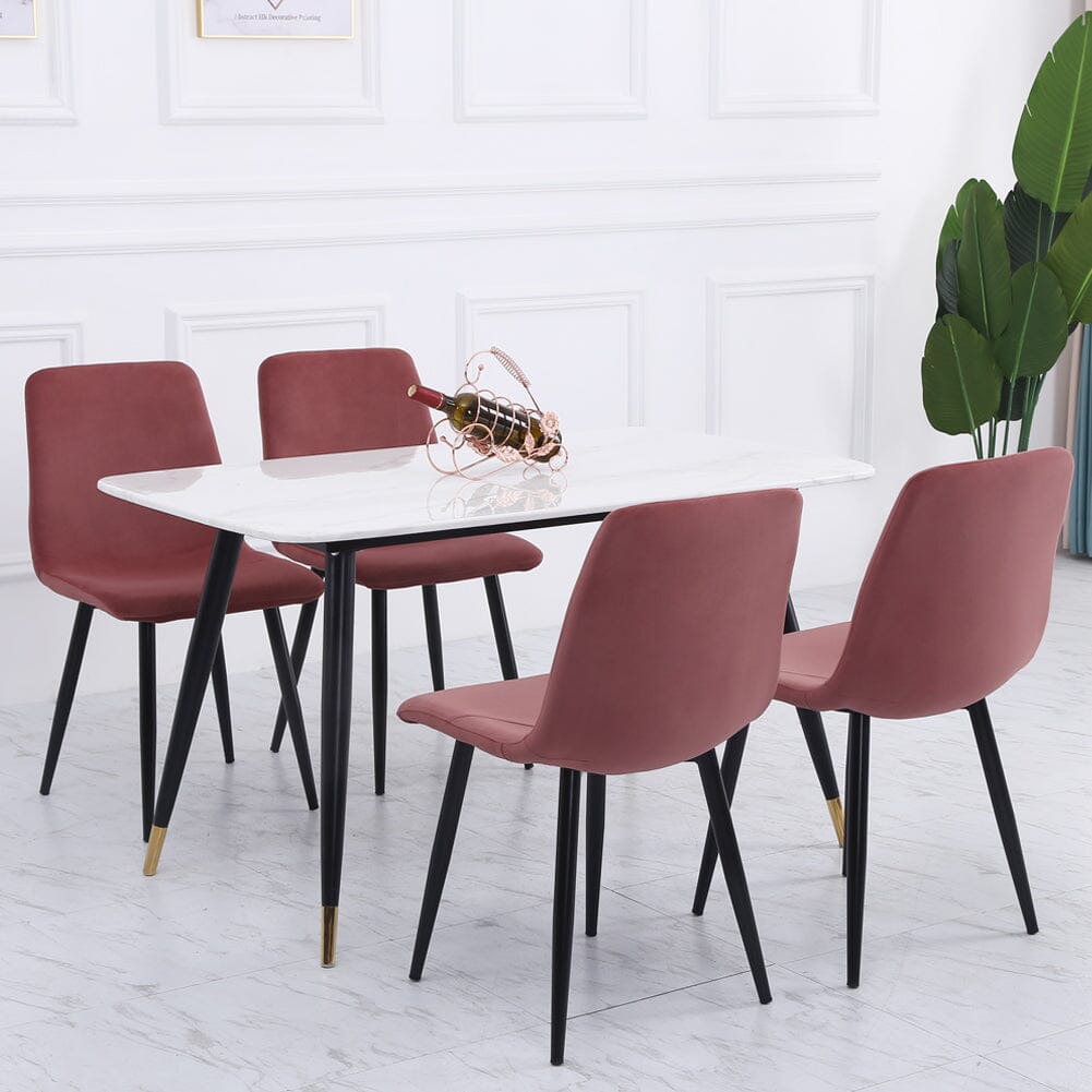 Set of 4 Curved Frosted Velvet Dining Chairs Dining Chairs Living and Home Smokey Pink Frosted Velvet 