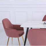 Set of 2 Velvet Dining Chairs with Pad and Armrest Dining Chairs Living and Home 