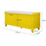 120cm Wide Wooden Shutter Door Shoe Cabinet Storage Bench Storage Footstools & Benches Living and Home 