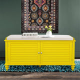 120cm Wide Wooden Shutter Door Shoe Cabinet Storage Bench Storage Footstools & Benches Living and Home 