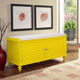 120cm Wide Wooden Shutter Door Shoe Cabinet Storage Bench Storage Footstools & Benches Living and Home Yellow 