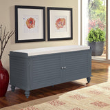 120cm Wide Wooden Shutter Door Shoe Cabinet Storage Bench Storage Footstools & Benches Living and Home Grey 