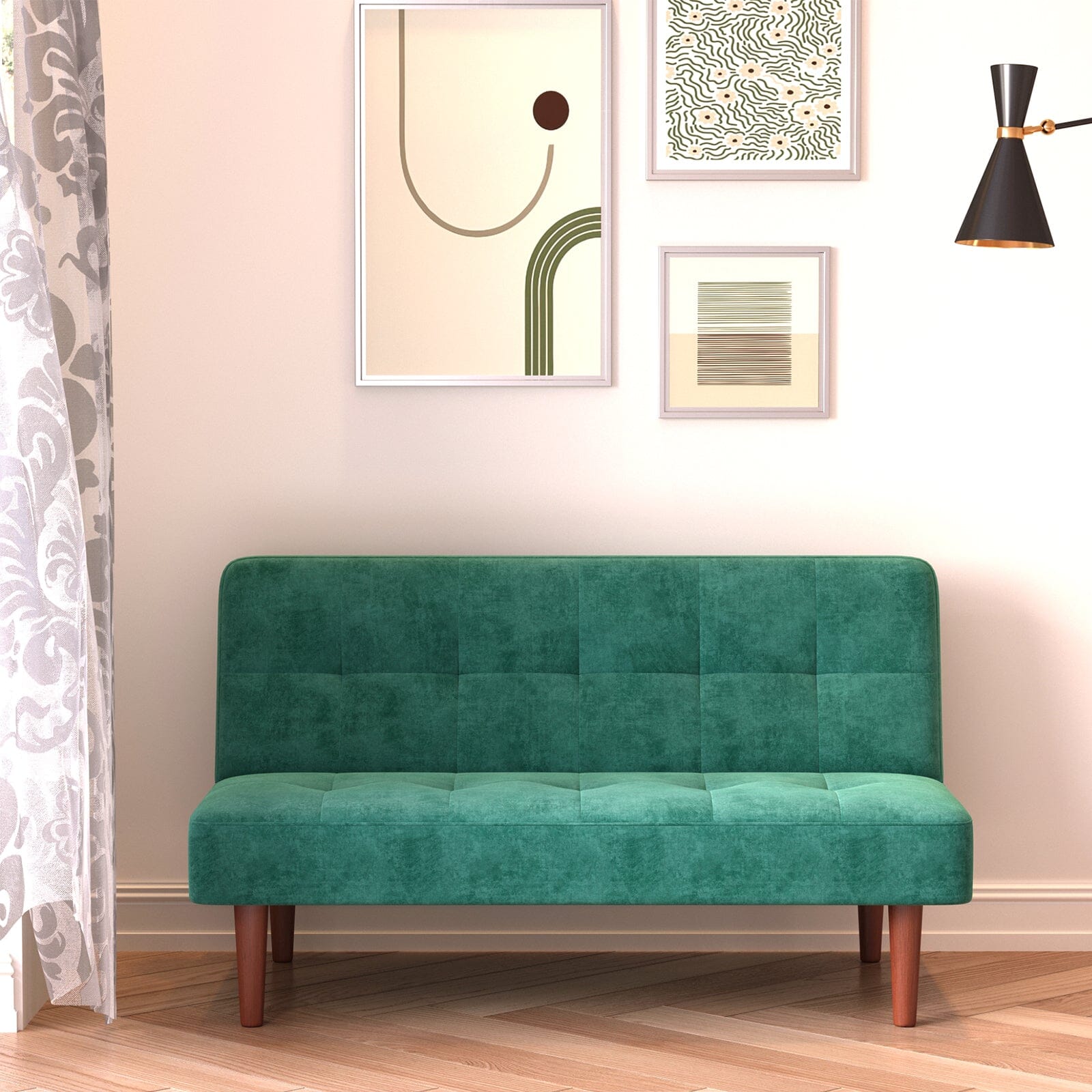 Compact Convertible Sofa Bed with Wooden Legs and Comfortable Upholstery Living and Home 