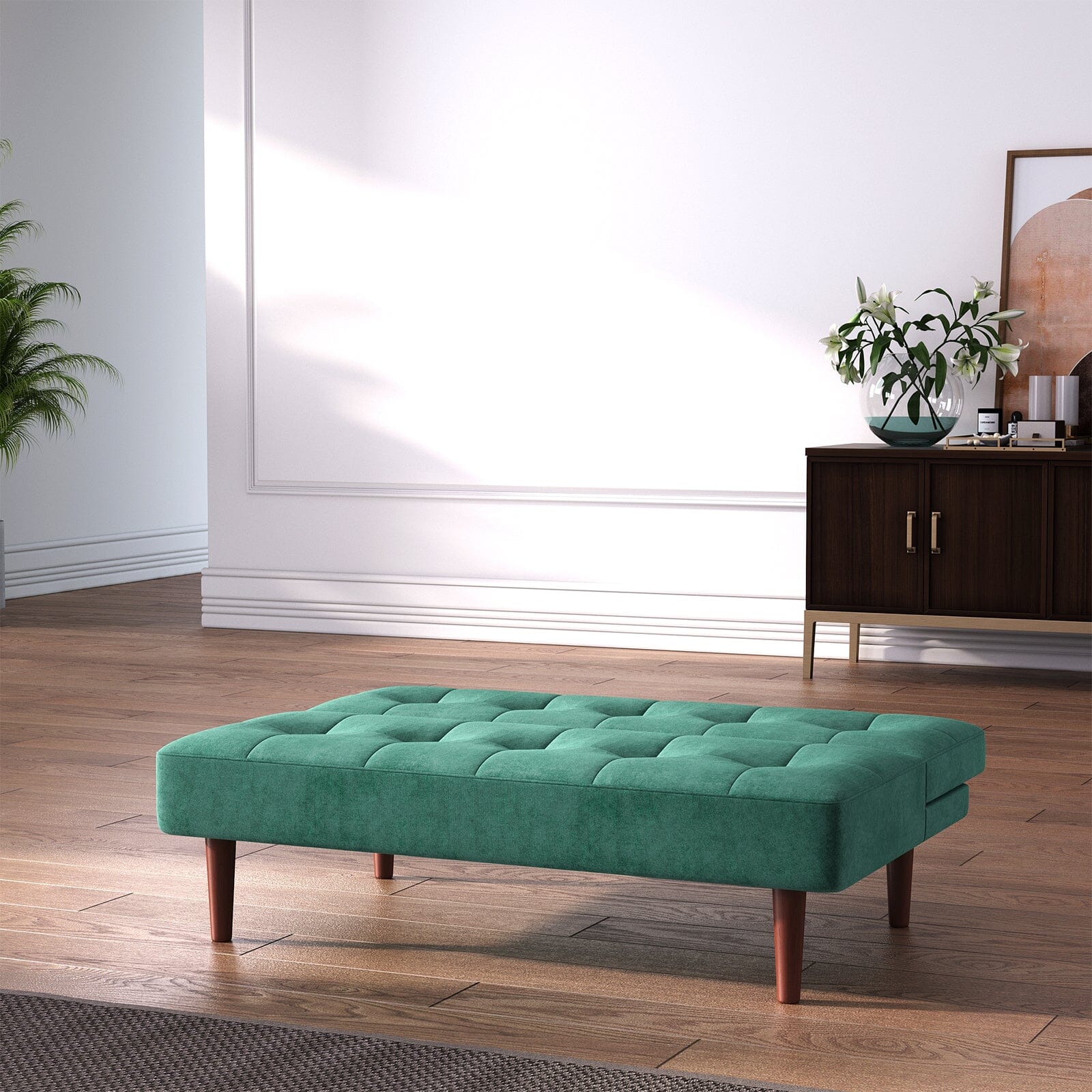 Compact Convertible Sofa Bed with Wooden Legs and Comfortable Upholstery Living and Home 