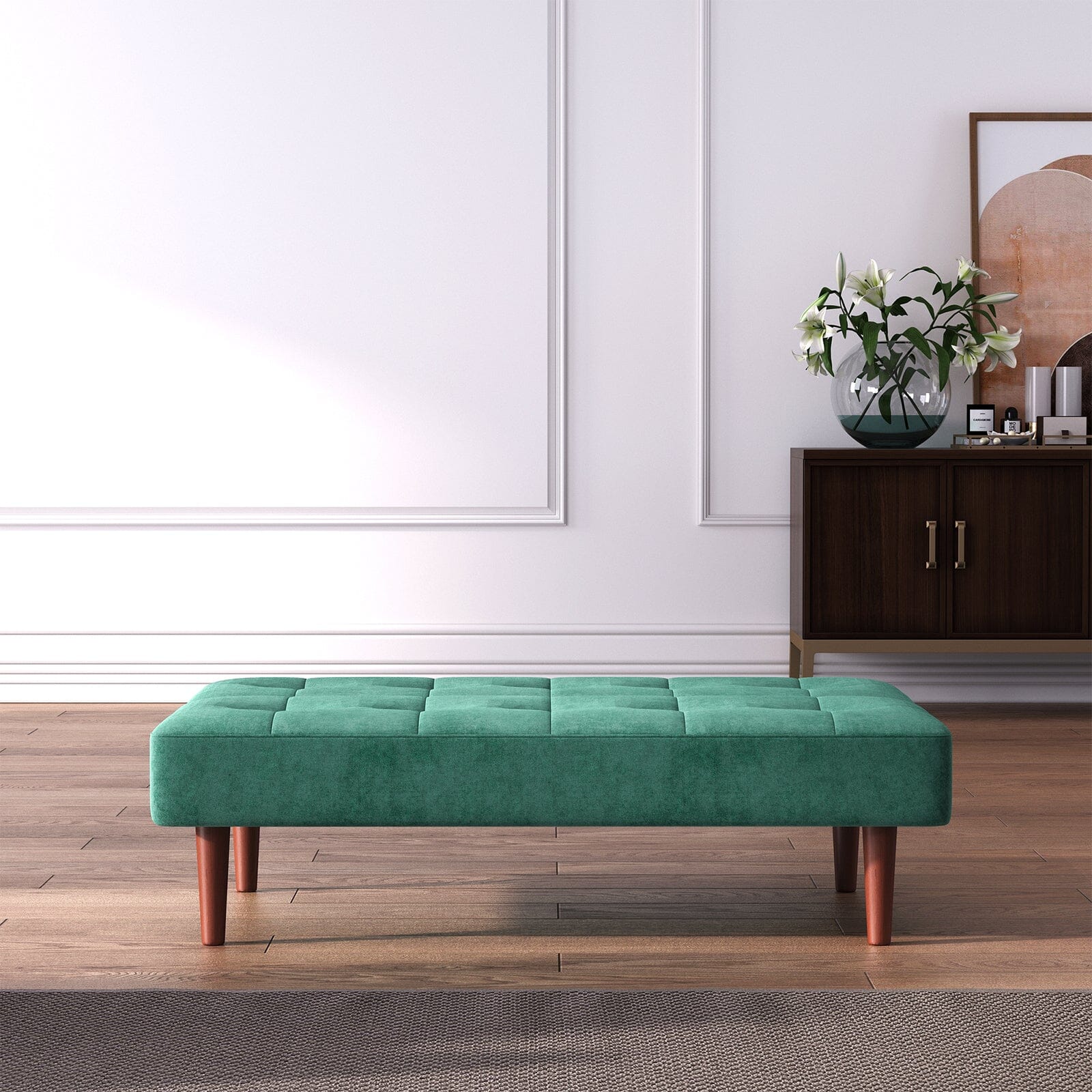 Compact Convertible Sofa Bed with Wooden Legs and Comfortable Upholstery Living and Home 