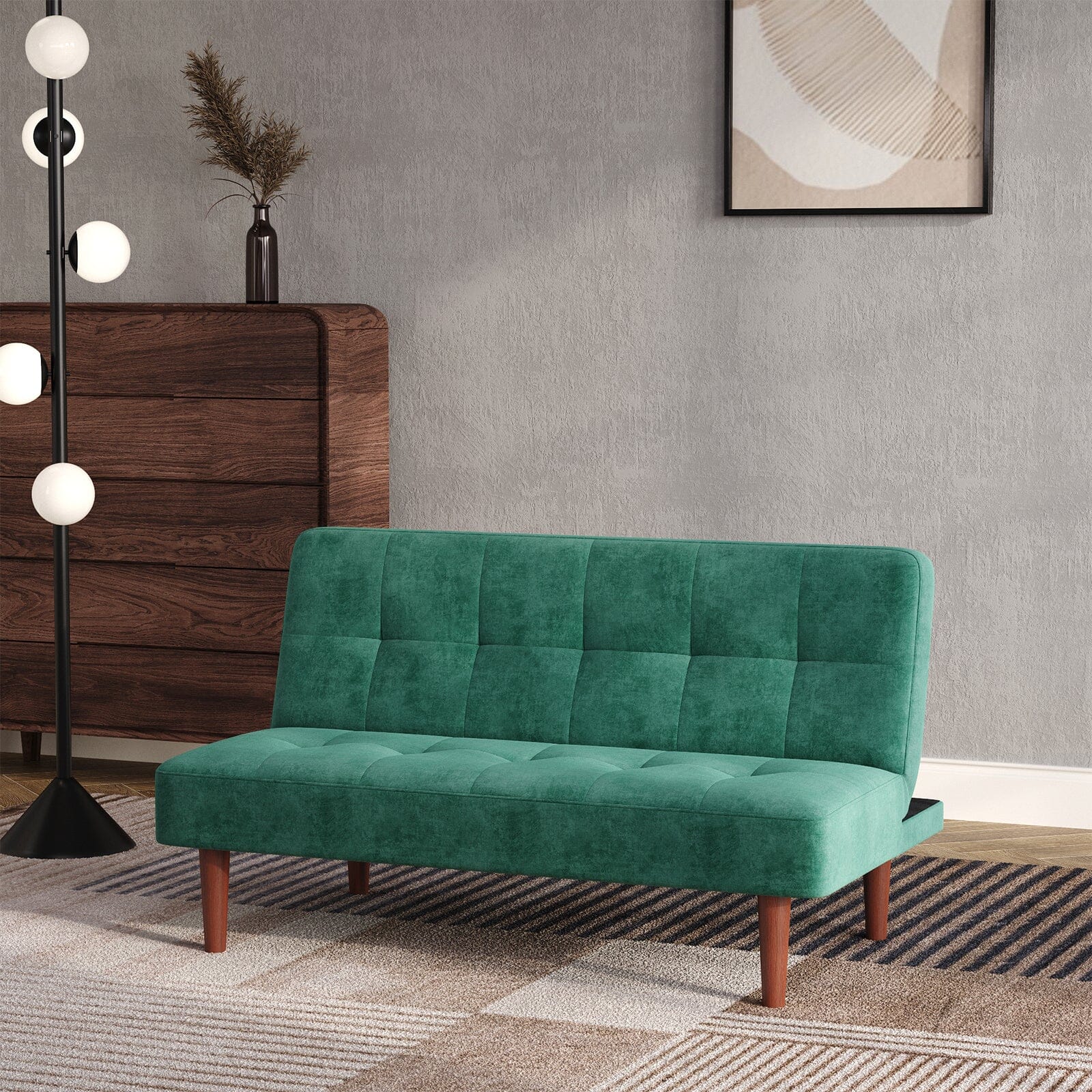 Compact Convertible Sofa Bed with Wooden Legs and Comfortable Upholstery Living and Home 