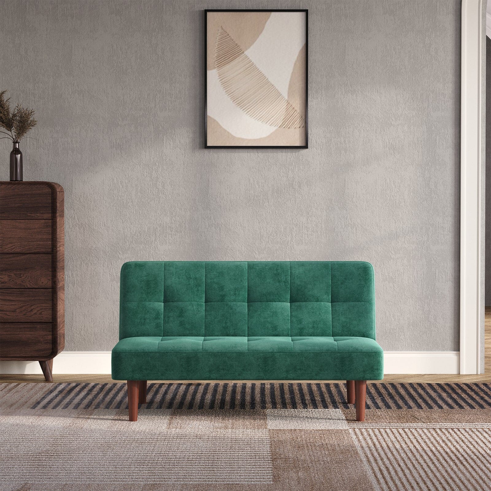 Compact Convertible Sofa Bed with Wooden Legs and Comfortable Upholstery Living and Home 