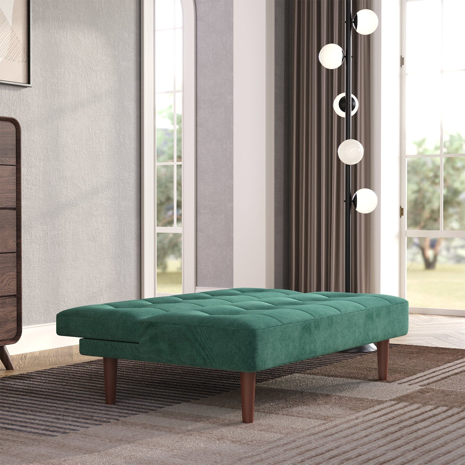 Compact Convertible Sofa Bed with Wooden Legs and Comfortable Upholstery Living and Home 