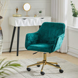 88cm Height Velvet Upholstered Home Office Swivel Task Chair with Flared Arms Home Office Chairs Living and Home Dark Green 