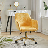 88cm Height Velvet Upholstered Home Office Swivel Task Chair with Flared Arms Home Office Chairs Living and Home Yellow 