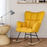 3ft Height Tufted Linen Upholstered Rocking Chair Rocking Chairs Living and Home Yellow 