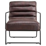 Retro Style PU leather Upholstered Armchair Metal Base Lounge Chair Lounge Chairs Living and Home 