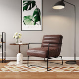 Retro Style PU leather Upholstered Armchair Metal Base Lounge Chair