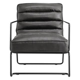 Retro Style PU leather Upholstered Armchair Metal Base Lounge Chair Lounge Chairs Living and Home 