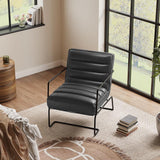 Retro Style PU leather Upholstered Armchair Metal Base Lounge Chair Lounge Chairs Living and Home Grey 