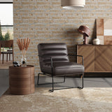 Retro Style PU leather Upholstered Armchair Metal Base Lounge Chair Lounge Chairs Living and Home 