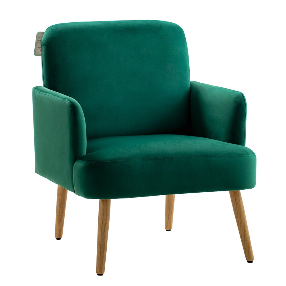 Wooden Legs Velvet Armchair Chair with Footrest Armchair Living and Home 