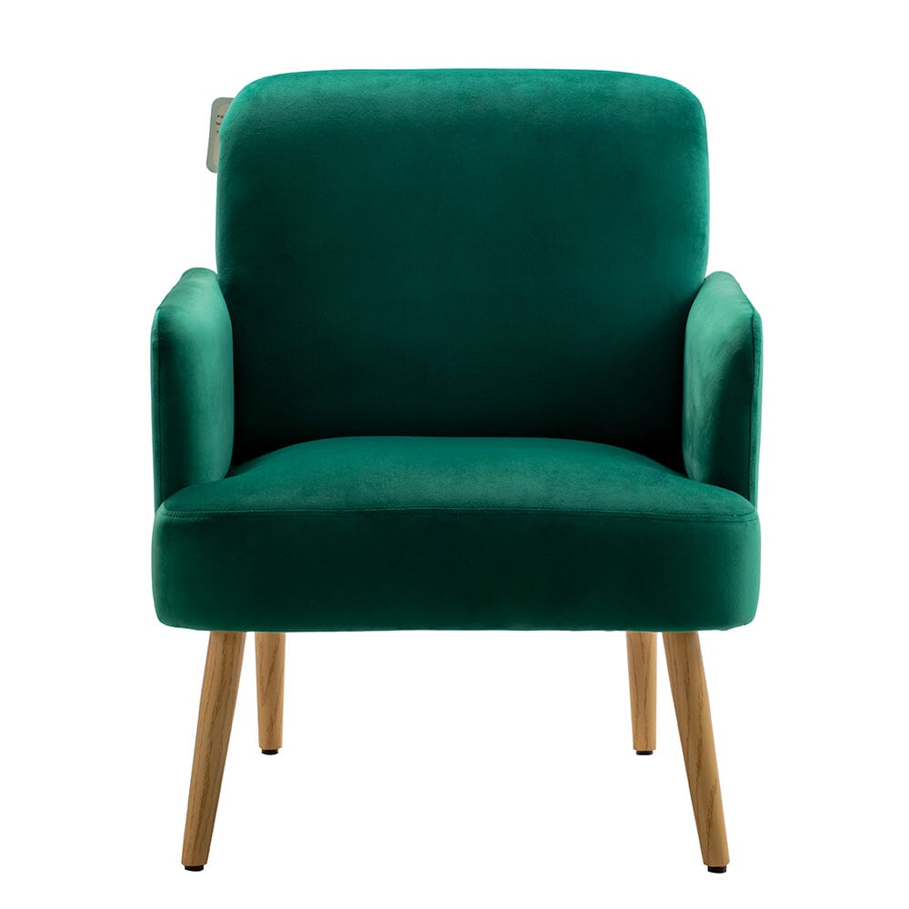 Wooden Legs Velvet Armchair Chair with Footrest Armchair Living and Home 