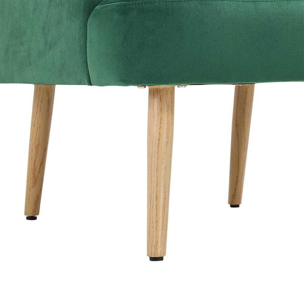 Wooden Legs Velvet Armchair Chair with Footrest Armchair Living and Home 