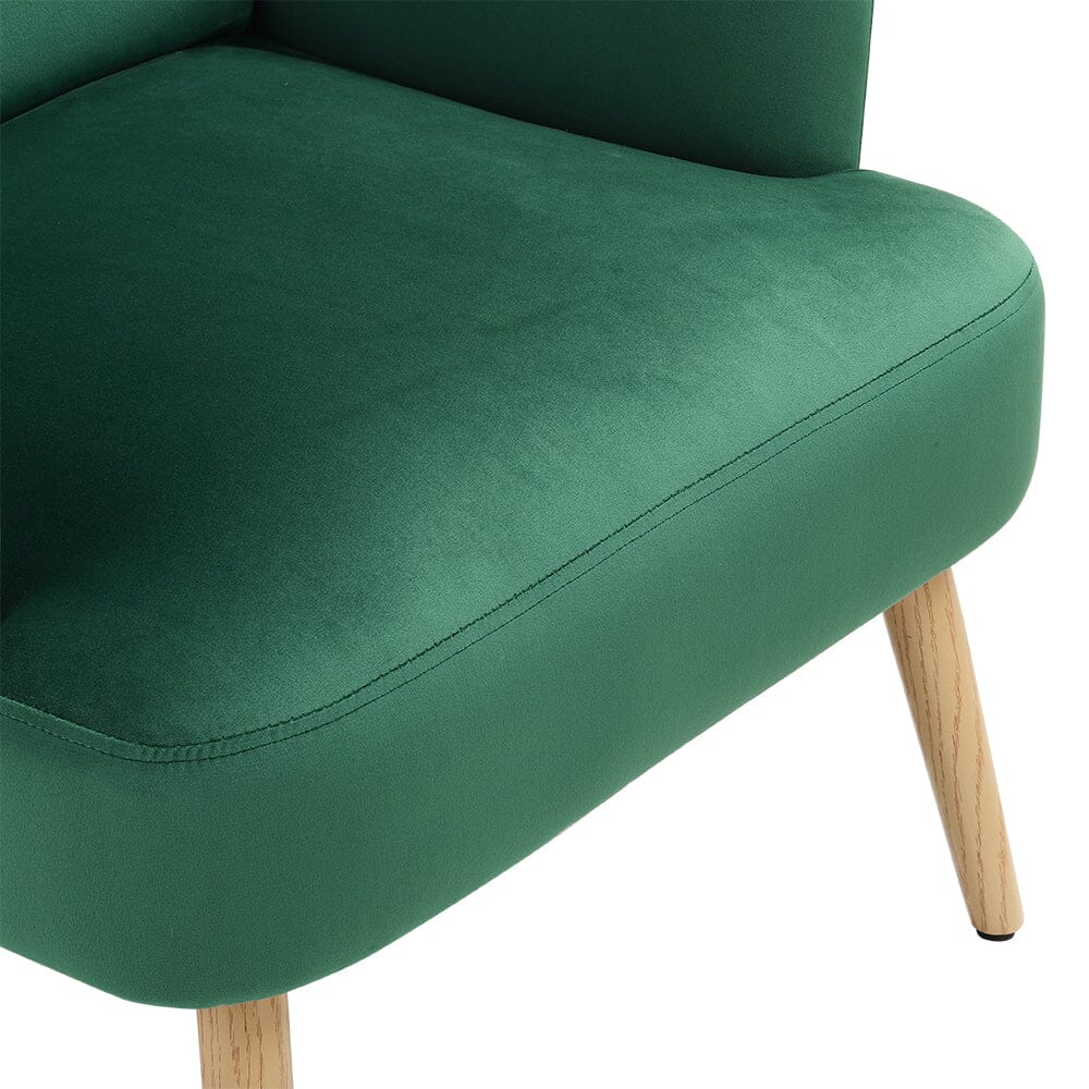 Wooden Legs Velvet Armchair Chair with Footrest Armchair Living and Home 