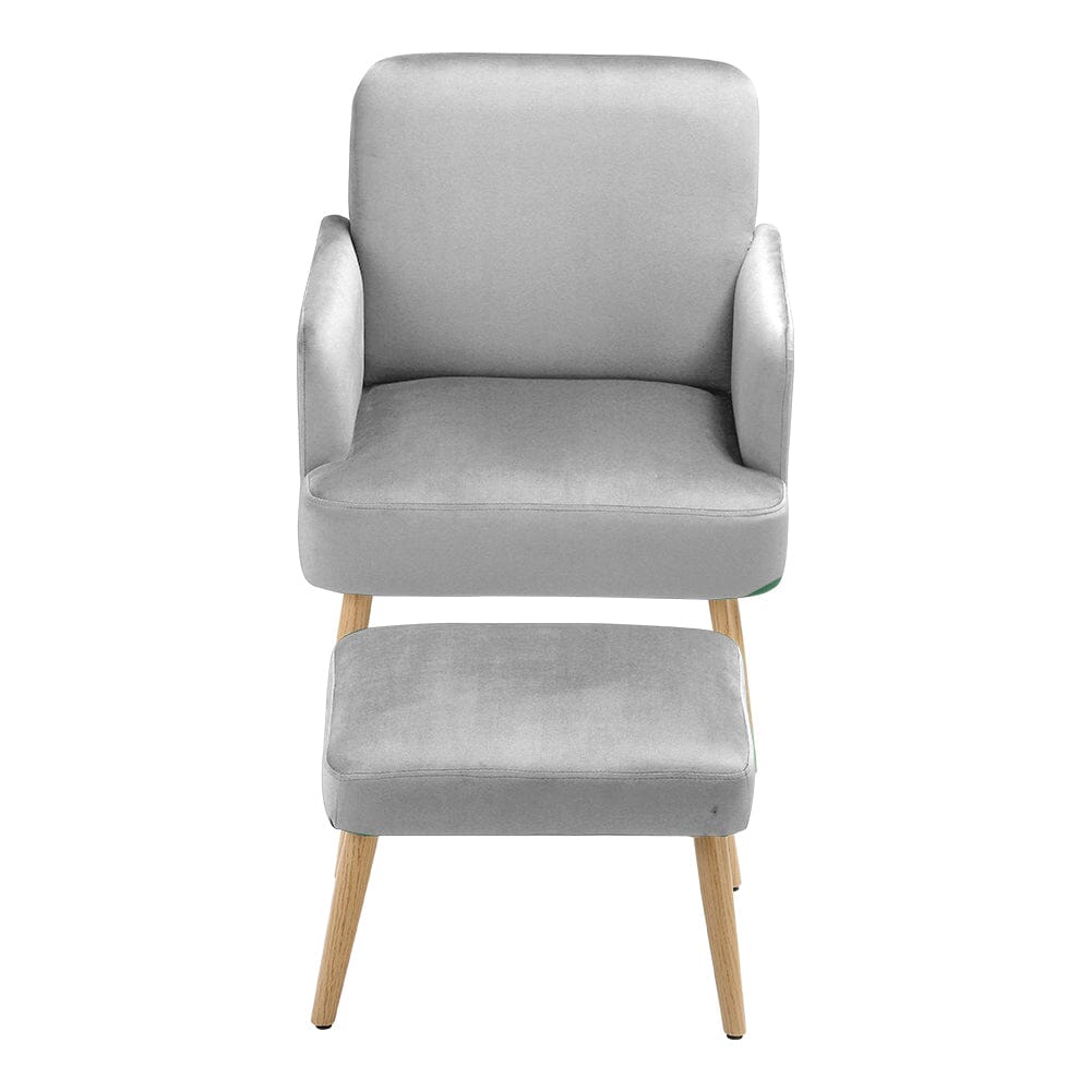 Wooden Legs Velvet Armchair Chair with Footrest Armchair Living and Home 