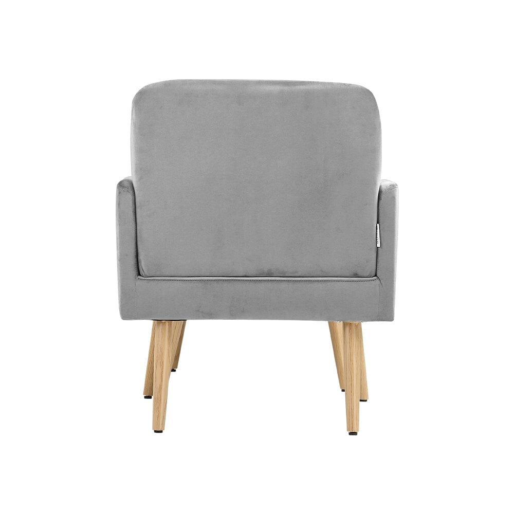 Wooden Legs Velvet Armchair Chair with Footrest Armchair Living and Home 