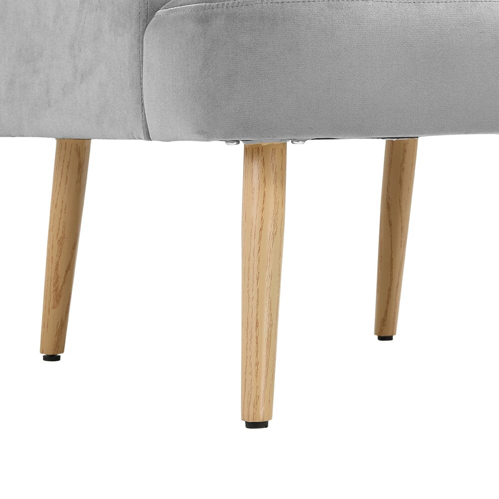 Wooden Legs Velvet Armchair Chair with Footrest Armchair Living and Home 