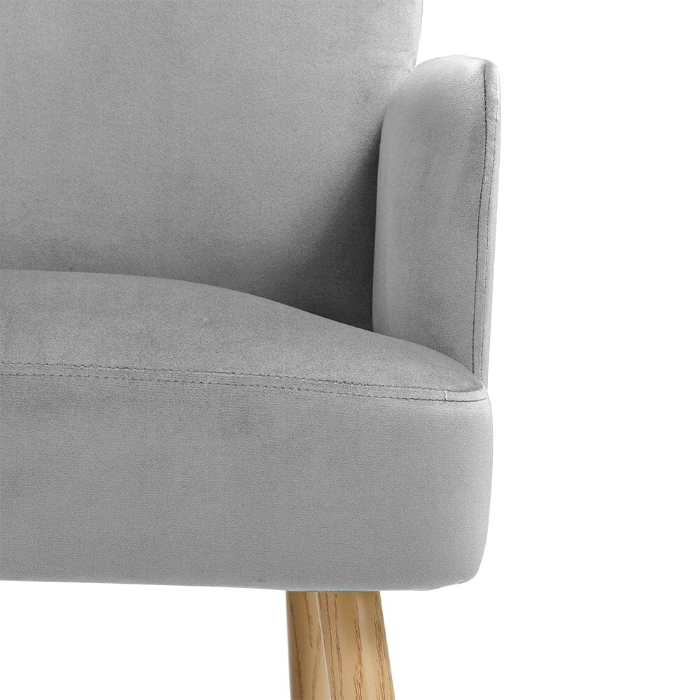 Wooden Legs Velvet Armchair Chair with Footrest Armchair Living and Home 