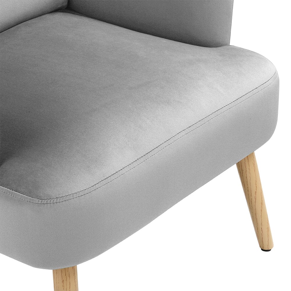 Wooden Legs Velvet Armchair Chair with Footrest Armchair Living and Home 