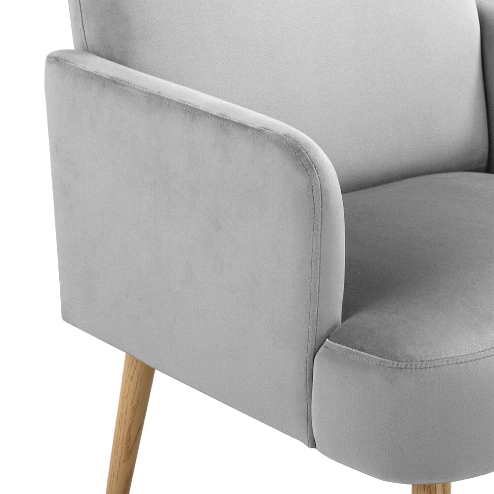 Wooden Legs Velvet Armchair Chair with Footrest Armchair Living and Home 